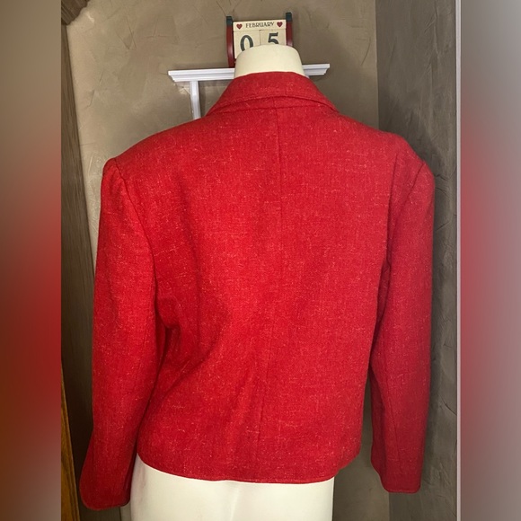 Vintage Handmade wool red Women’s Blazer Jacket - Picture 4 of 10